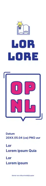 De opening van een bibliotheek aankondigen met een eenvoudig bubbeltekstconcept in marineblauw en paars