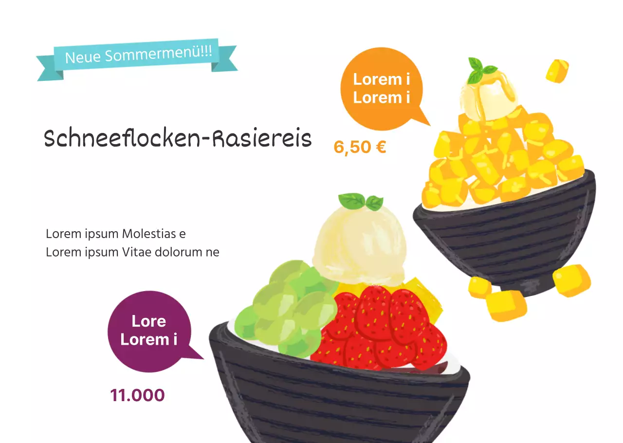 Niedliches rasiertes Eis Illustration Folien für Cafés