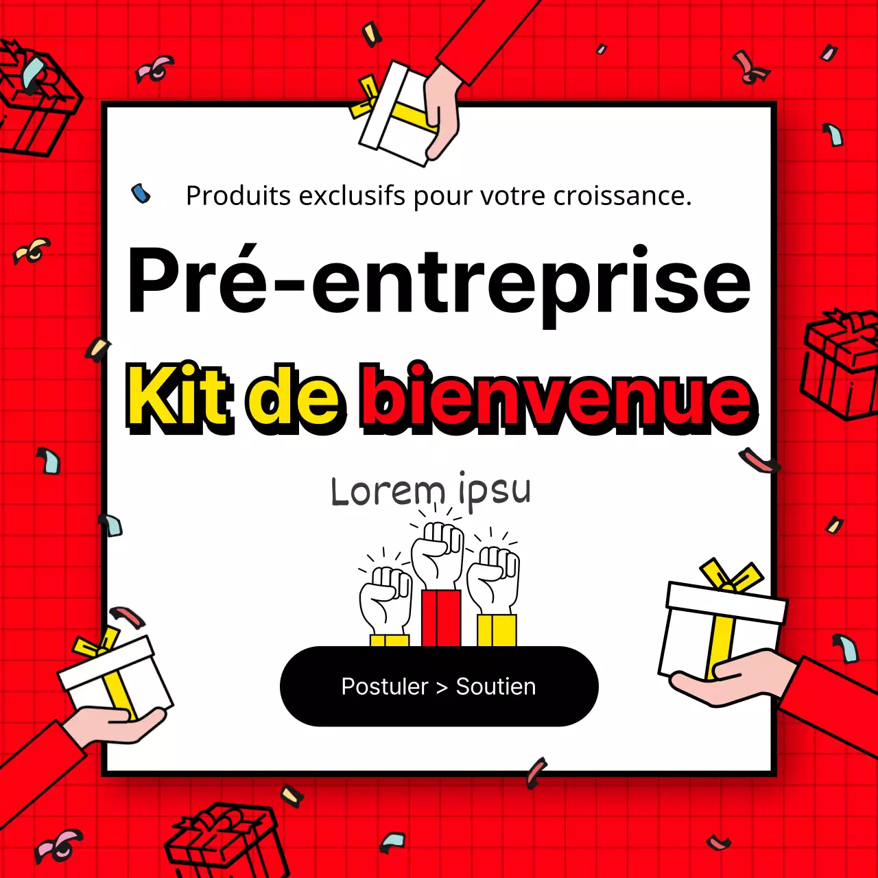 Rouge Jaune Noir Cadeau Giveaway Event Social Media Square Template