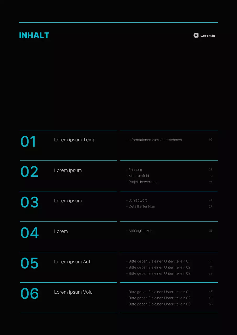 Einfaches Konzept Businessplan in hellblau und schwarz