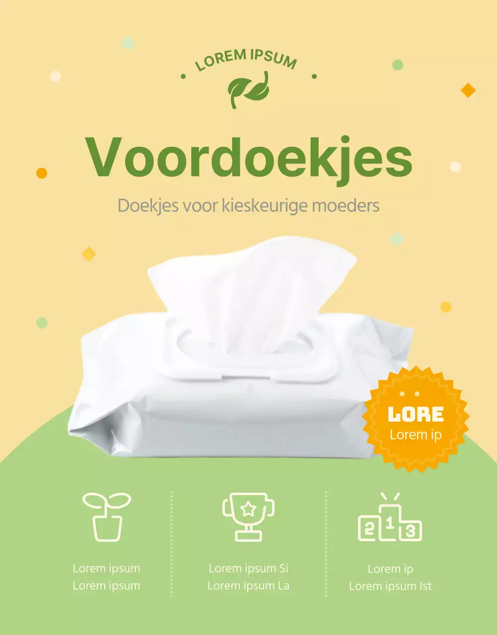 Eenvoudige gele en chartreuse doekjes uitgelegd