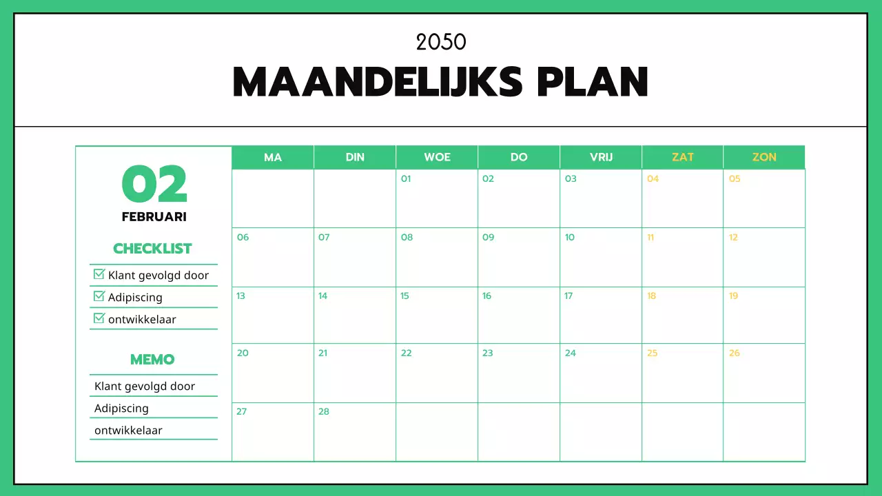 Zakelijke GoodNotes met mintkleurige zwarte lijnen