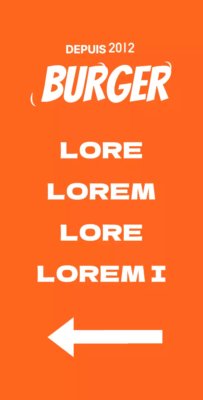 Panneau de signalisation avec un menu comportant une illustration d'un hamburger sur fond orange