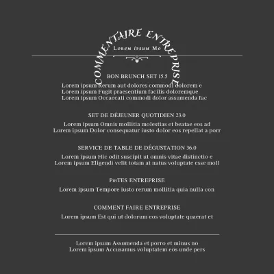 Un restaurant au concept simple, en noir et blancPlanification des menus et fixation des prix
