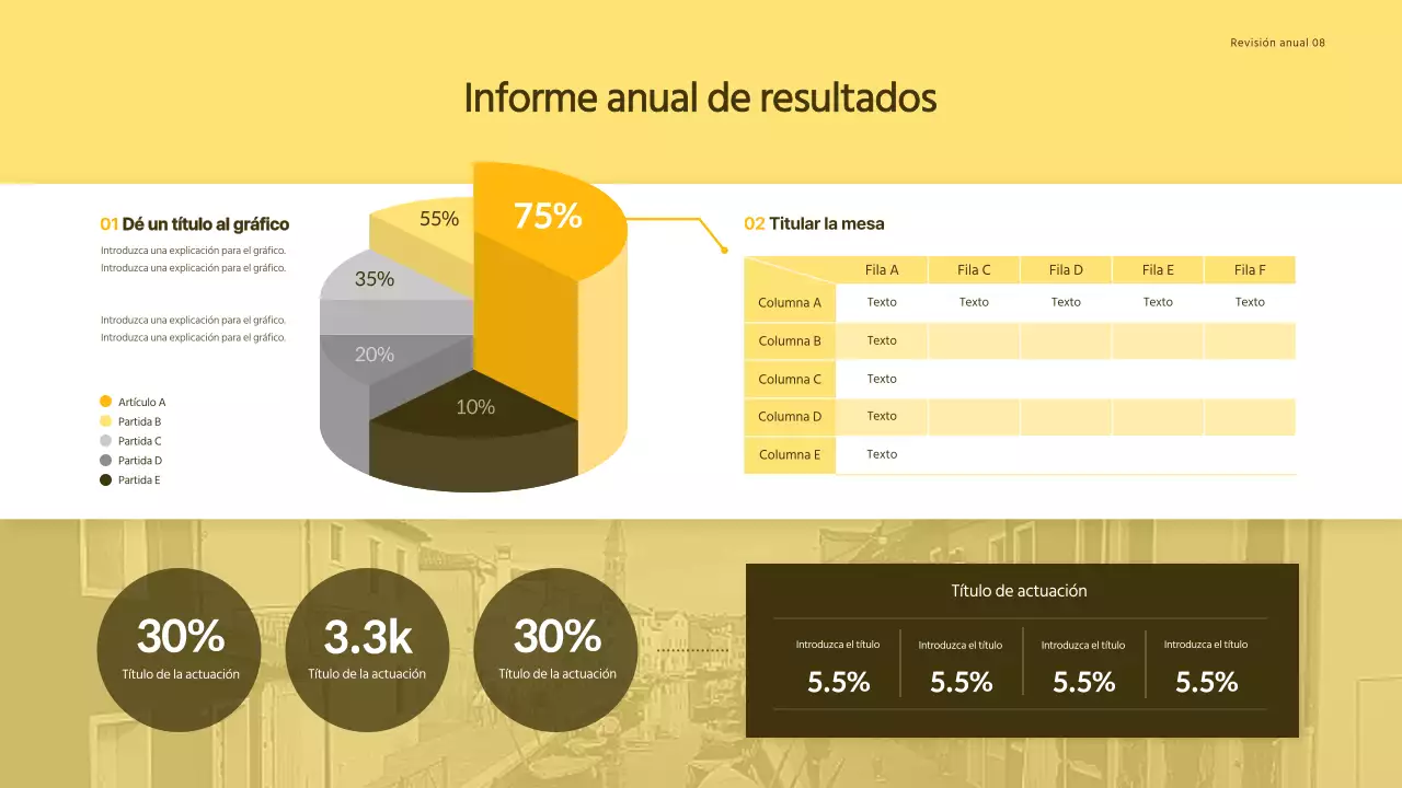 Presentación de informes de ingresos de agencias de viajes con concepto amarillo