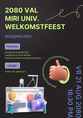 3D-illustratie met eenvoudige achtergrond en neonkleuren om rondleidingen op de universiteit te promoten