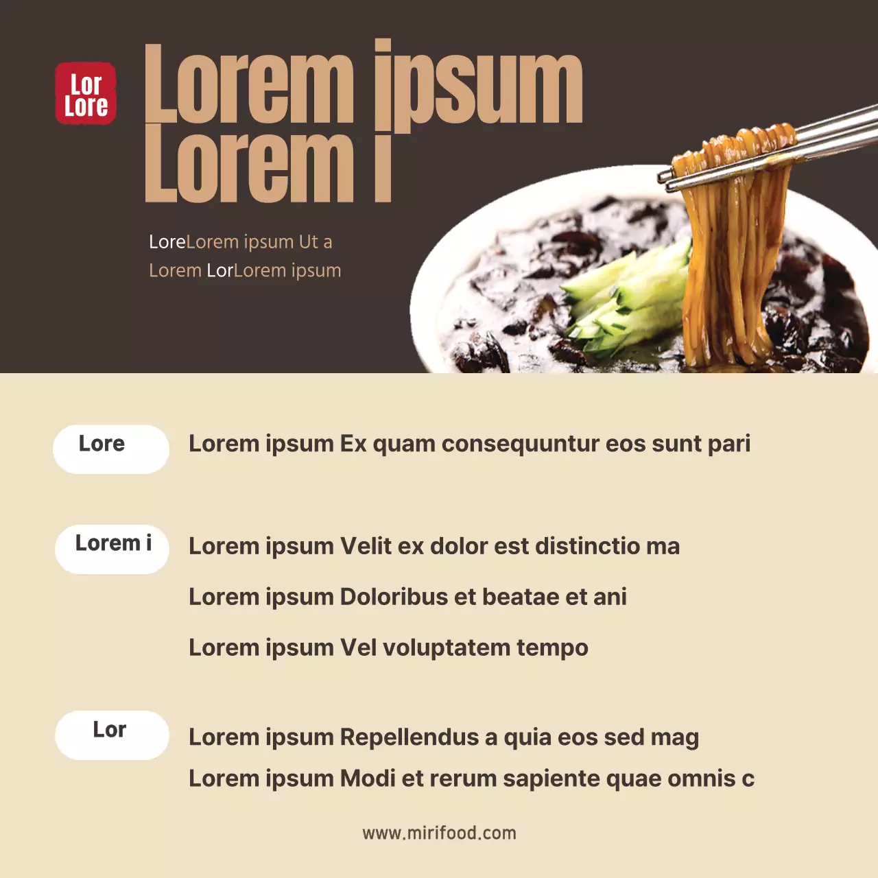 Tagliatelle Jajang marroniFoto ristorante cinese Kit di ricette adesivo