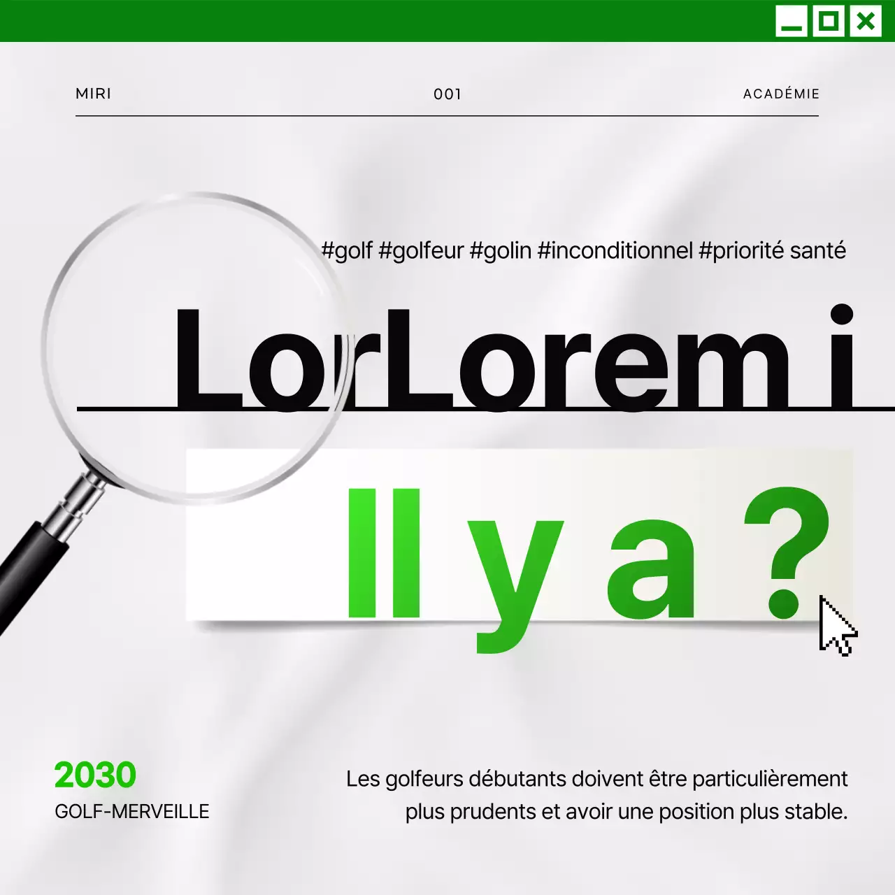 Blessures au golf chez les cartes vertes et grises