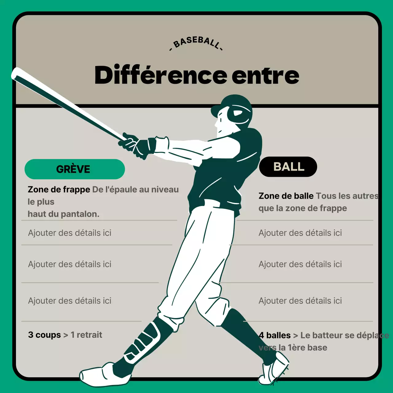 Beige Turquoise Modern Baseball Information