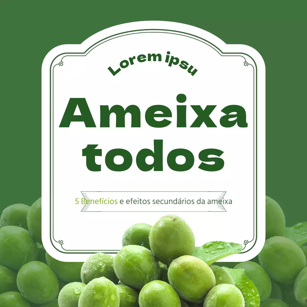 Os benefícios da ameixa em ambiente verde cardnews design