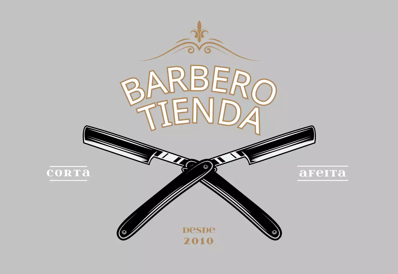 Letrero de barbería de estilo vintage en gris