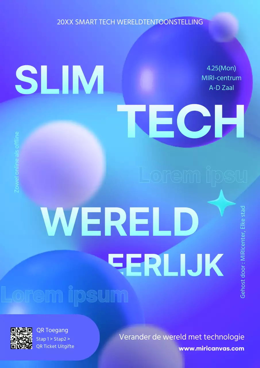 De blauwe, geometrische World Smart Tech Fair-evenementgids