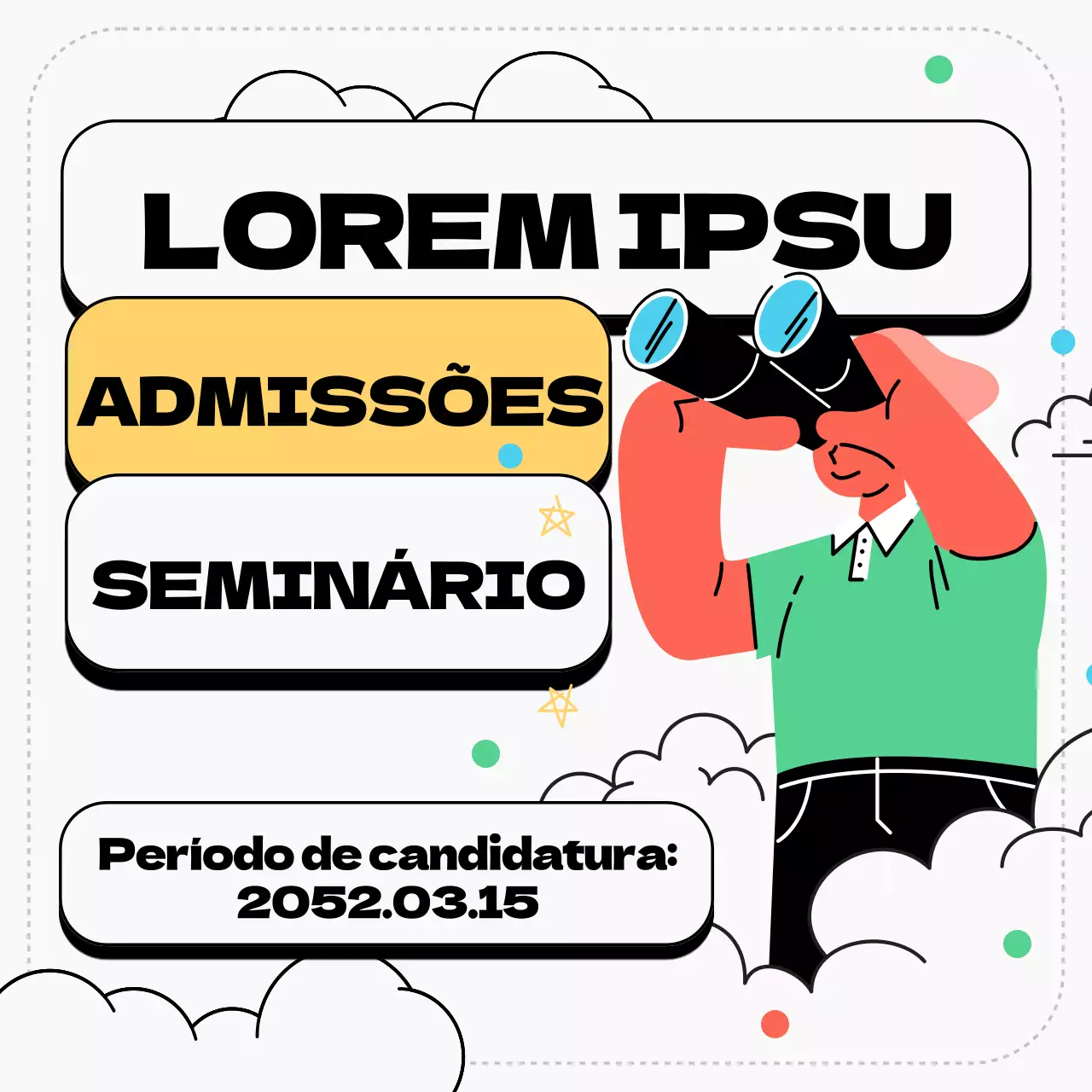 Ilustração verde e amarela do conceito de sessão de informação sobre a reinscrição