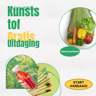 Aankondiging van een eenvoudige groene en gele milieu-uitdaging