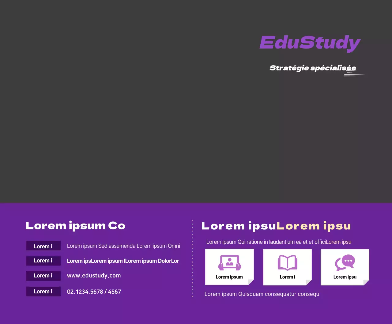 Une étude conceptuelle simple en violet et noir à des fins informatives et promotionnelles.