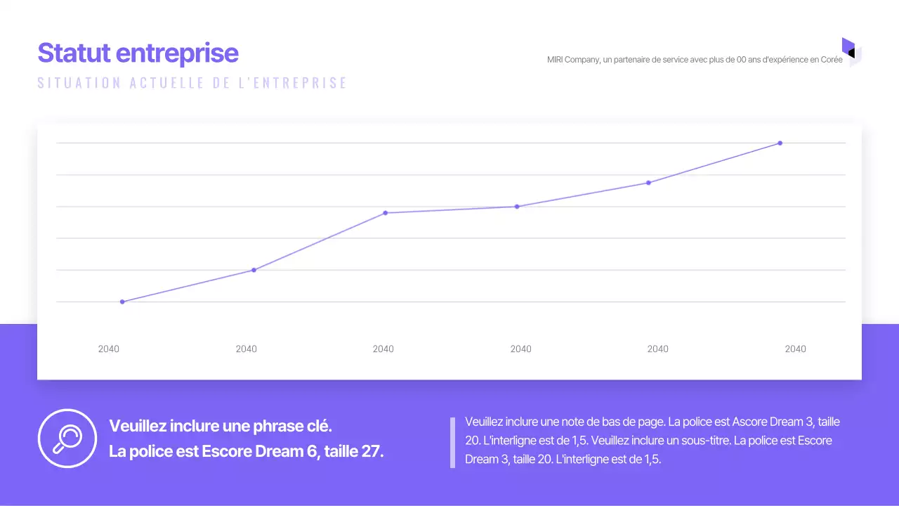 Graphique linéaire simple d'une entreprise en violet
