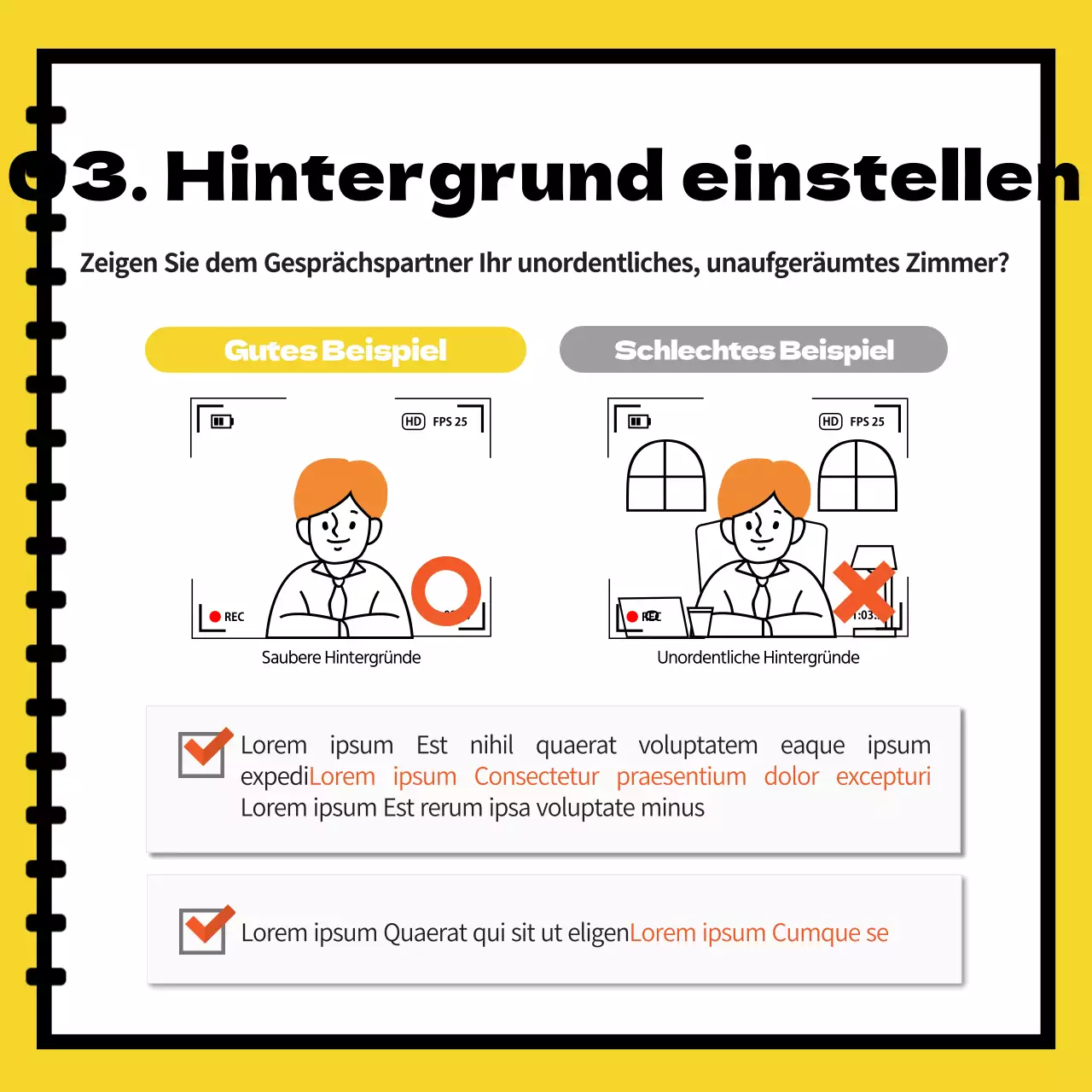 Werbung und Buchung von gelben und weißen Arbeitsräumen für persönliche Gespräche