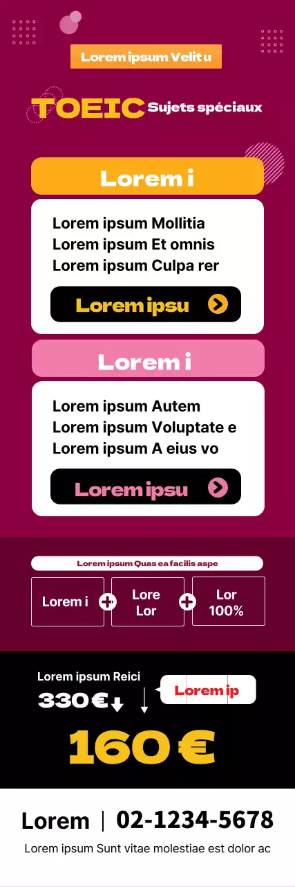 Texte en rouge accentué Soigné et ordonné Événement spécial TOEIC Promotion de l'école