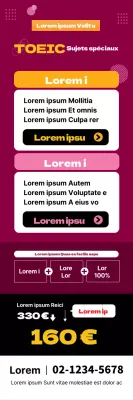 Texte en rouge accentué Soigné et ordonné Événement spécial TOEIC Promotion de l'école