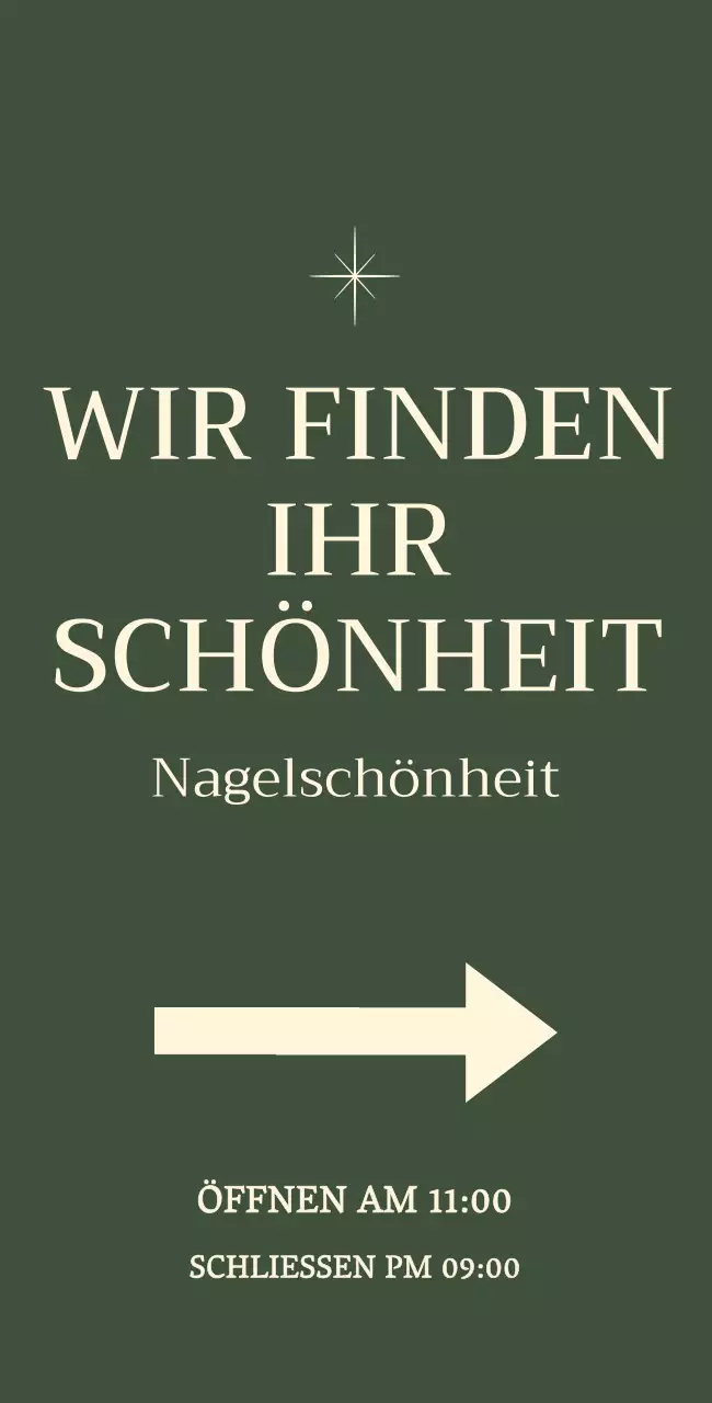 Nagelzeichen mit Stern-Illustration auf grünem Hintergrund