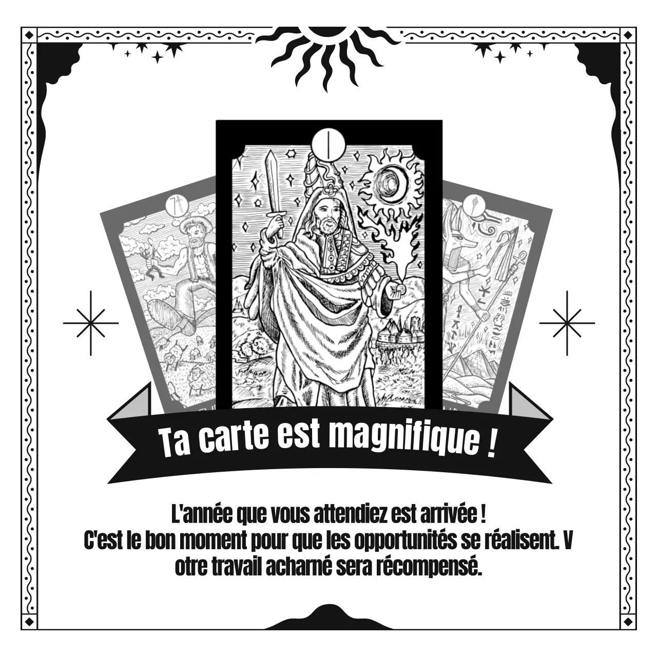 Une introduction aux cartes de tarot avec un concept Art déco en noir et blanc