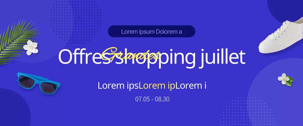 Faites la promotion de votre événement de shopping estival avec un simple concept bleu