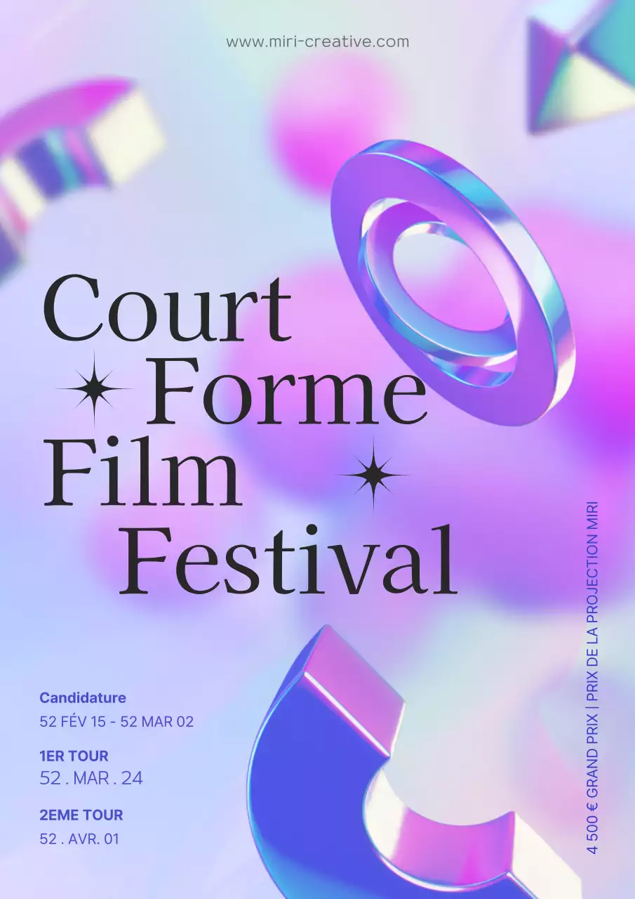 Festival du film holographique 3D en format court pourpre et bleu