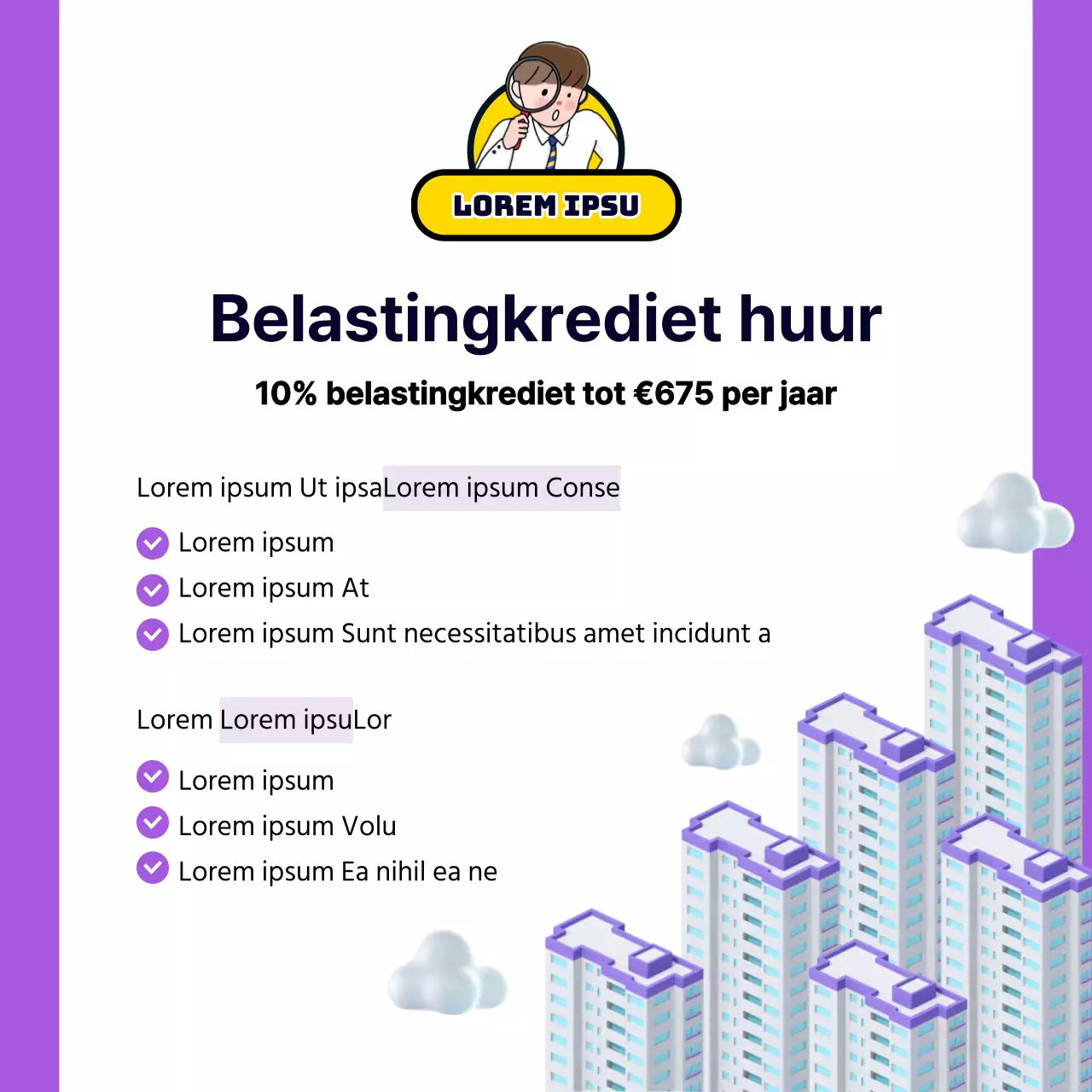 Eindejaarsreconciliatie met schattige paarse en gele illustraties