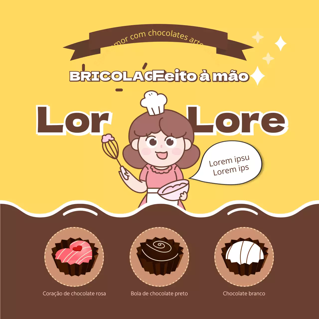 Alimentação do Instagram de chocolate amarelo e castanho DIY