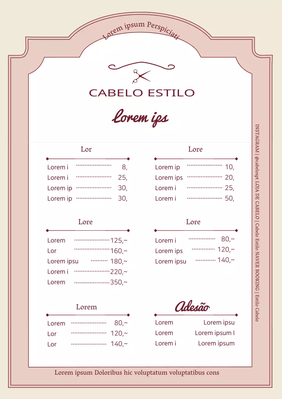 Ilustração castanha do menu do salão de cabeleireiro vintage