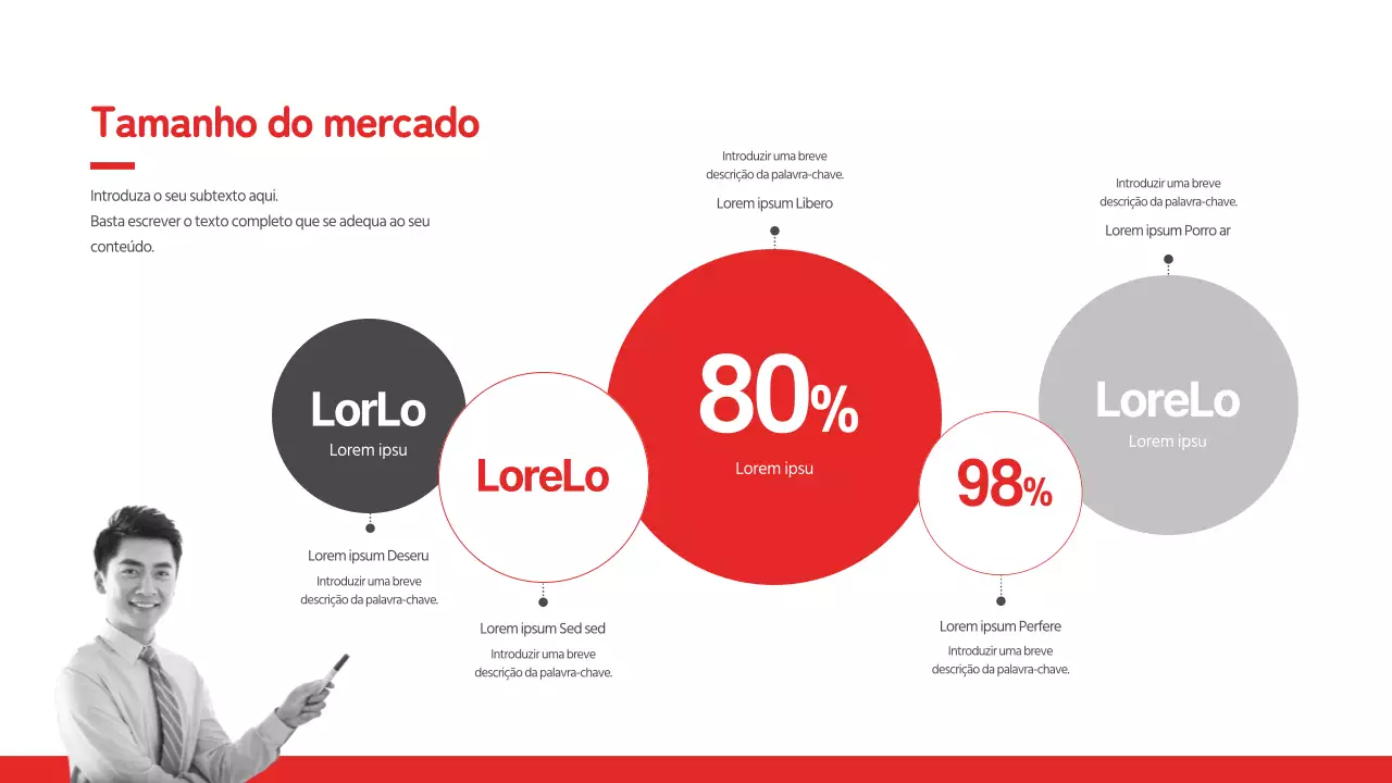 Proporções circulares limpas no conceito vermelho