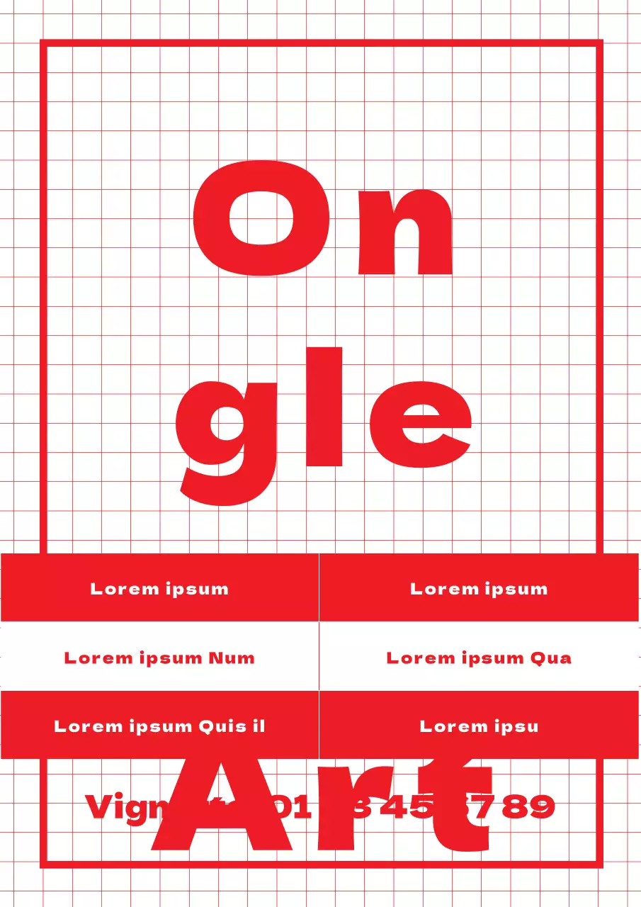 Promouvoir un menu simple de boutique d'ongles avec un design rouge en forme de grille