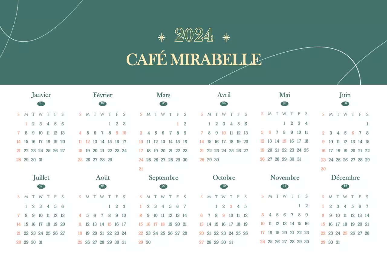 Calendrier des cafés avec recommandation de la boisson du mois