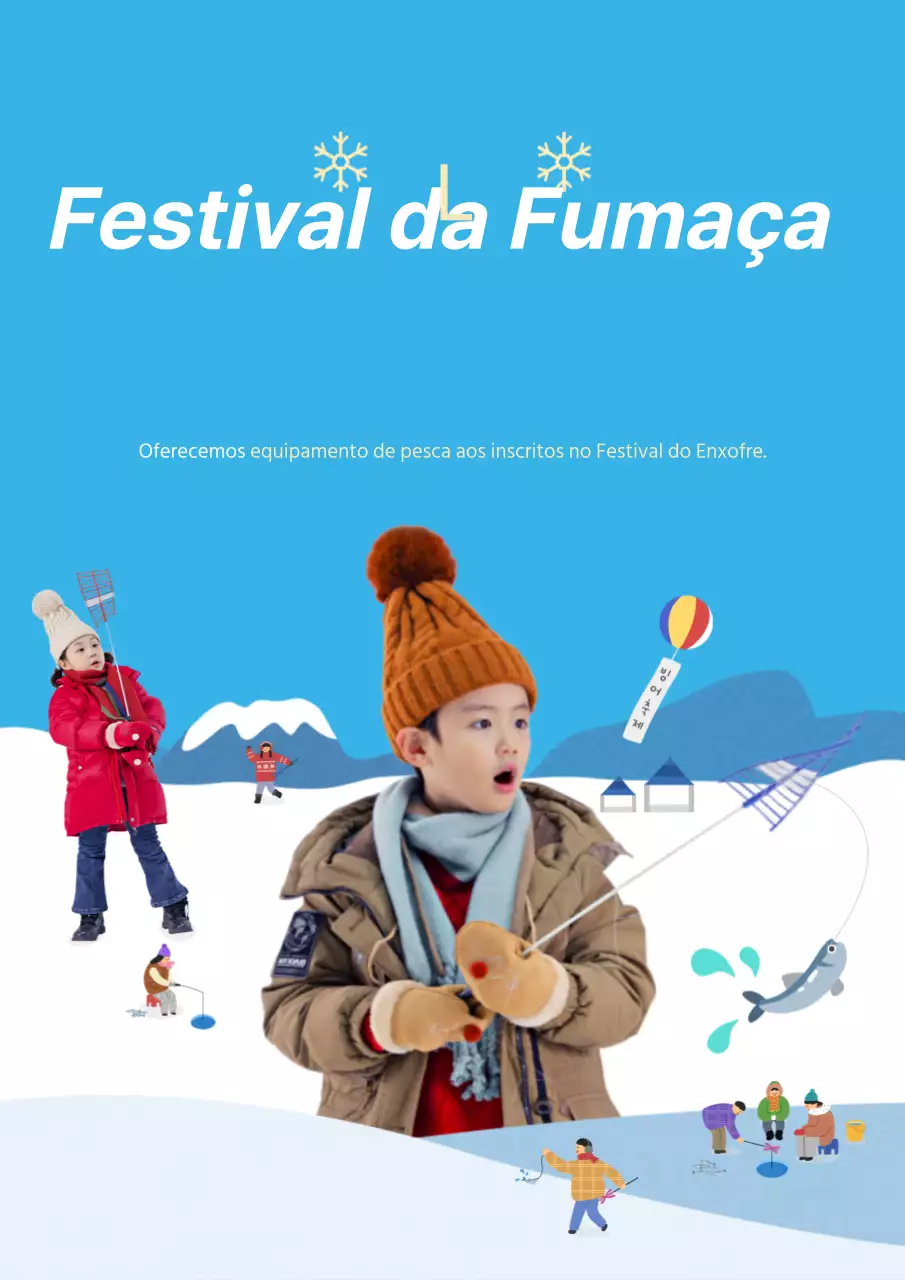 Cartaz promocional do festival da pesca do cheiro em azul claro