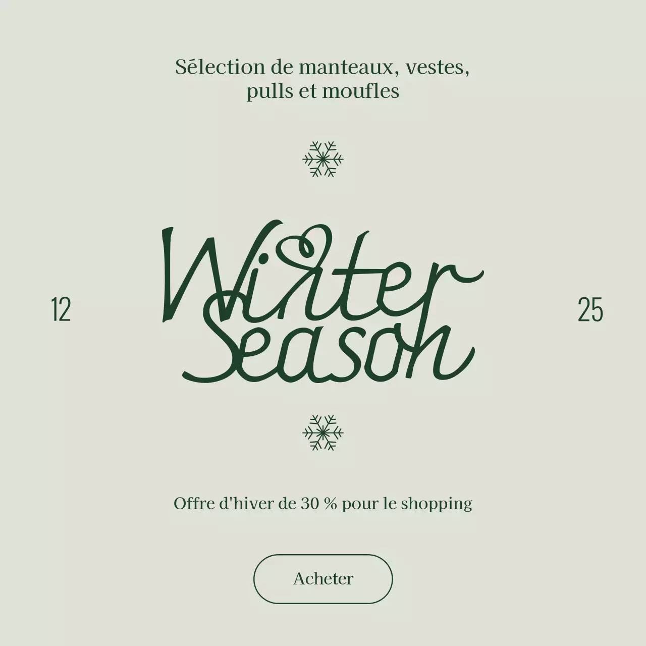 Carré simple et propre pour les événements de Noël en hiver