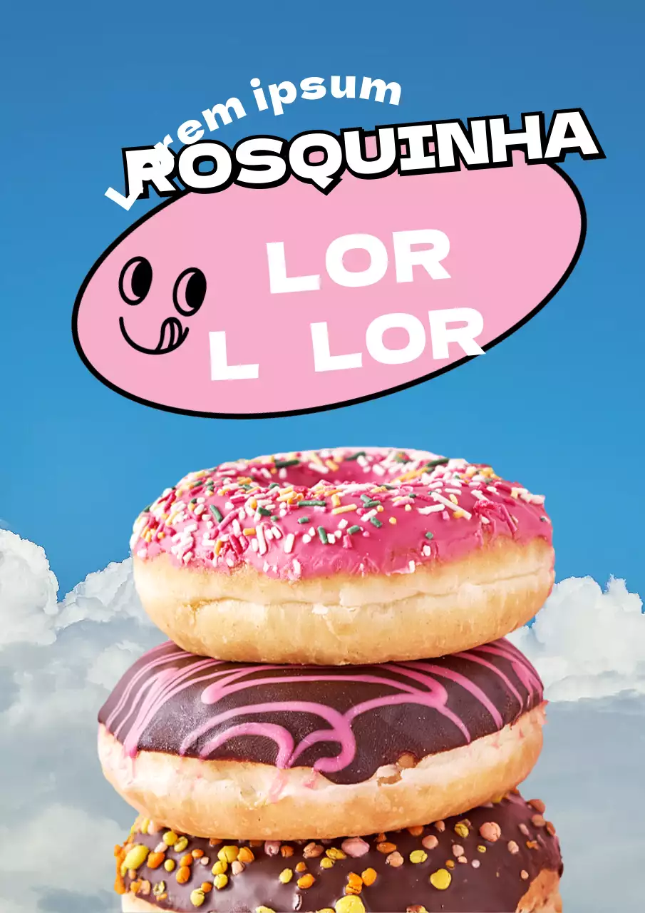 Promover o lançamento de donuts kitsch em azul claro e cor-de-rosa