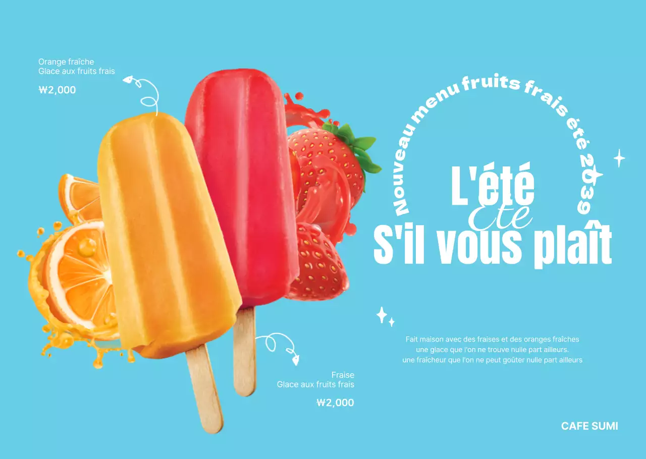 Glace aux fruits avec titre calligraphiéConcept