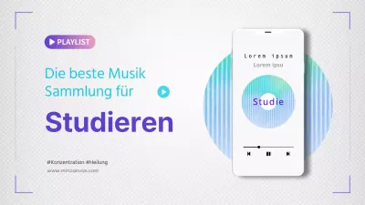 Musikwiedergabeliste mit einem lila und hellblau-weißen Thema