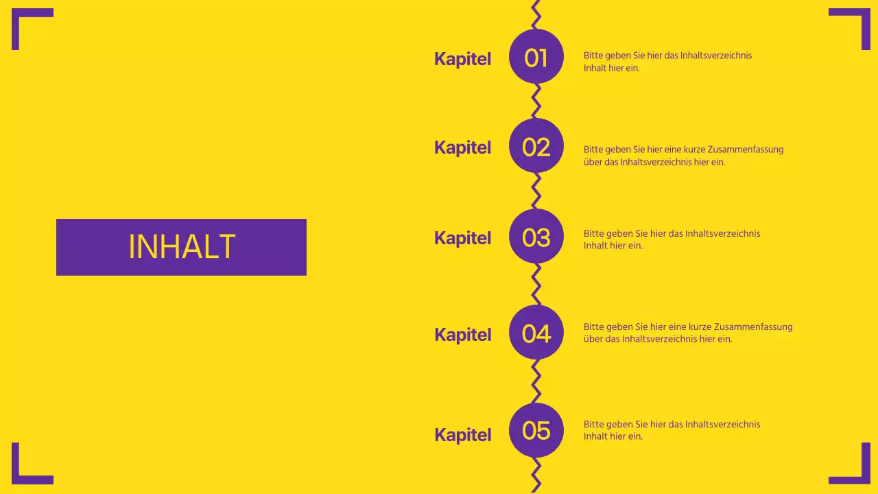 Eine starke, klare Präsentation in Gelb und Lila