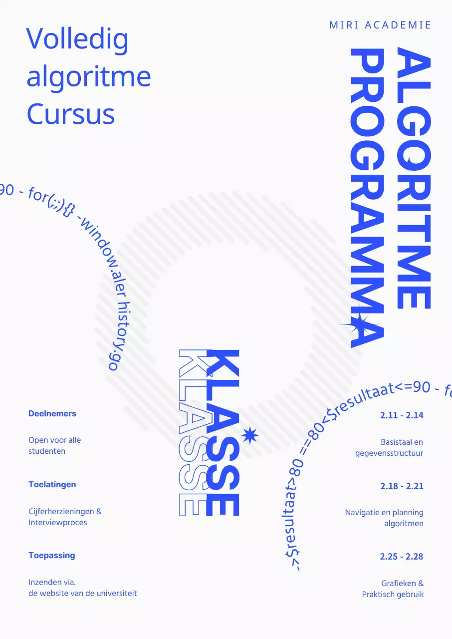 Een strakke blauw-grijze algoritmenlesposter