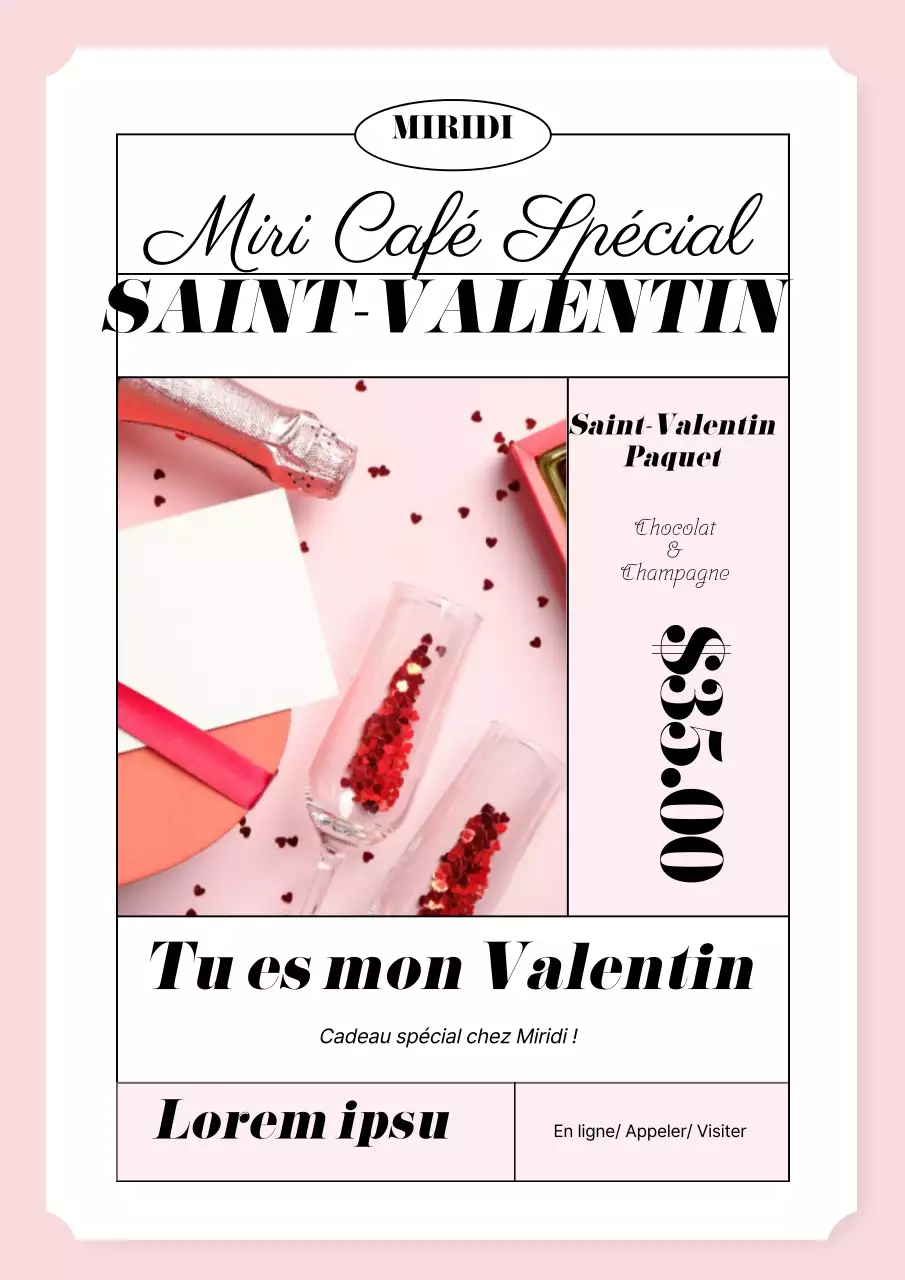 Affiche de la Saint-Valentin en rose et noir