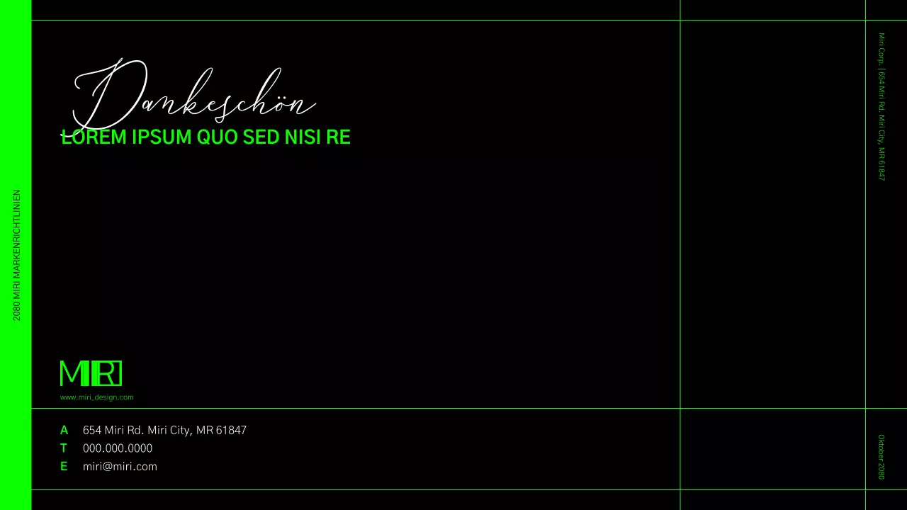 Leitlinien zur Markenidentität in einem lindgrünen und schwarzen Rasterformat