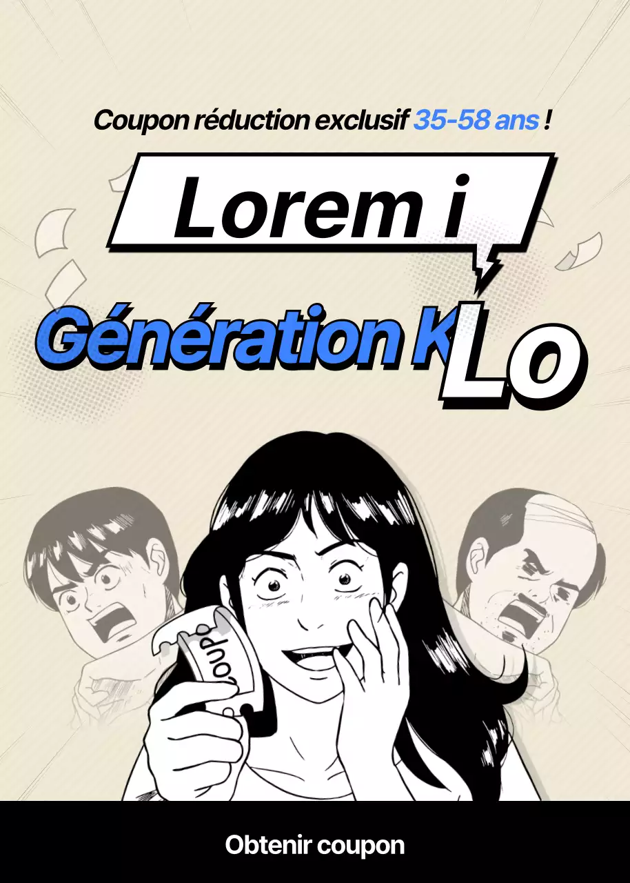 Remise sur les kinks beige et bleu d'inspiration manga