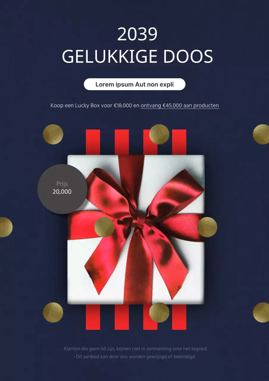 Promoot een chic Lucky Box-evenement met marineblauwe en rode geschenkdozen