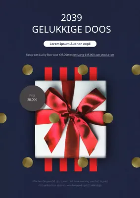 Promoot een chic Lucky Box-evenement met marineblauwe en rode geschenkdozen