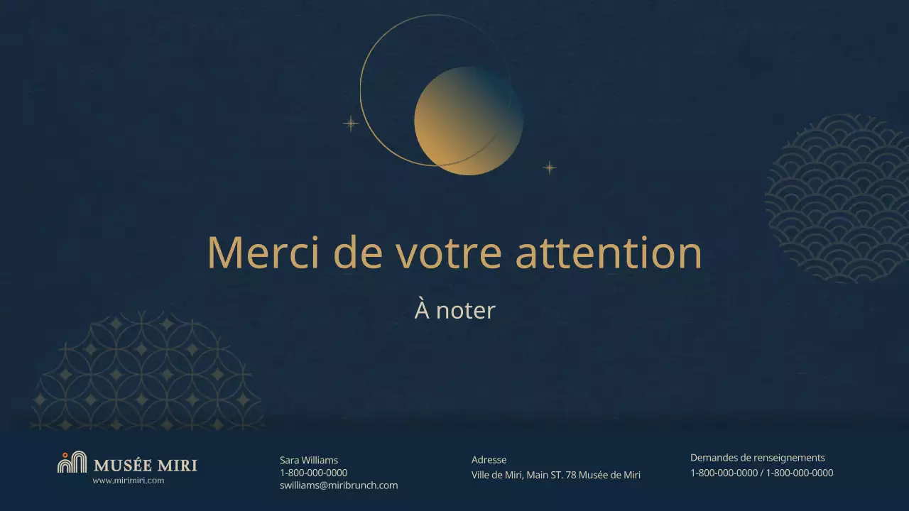 Plan de programme d'un musée à thème oriental bleu