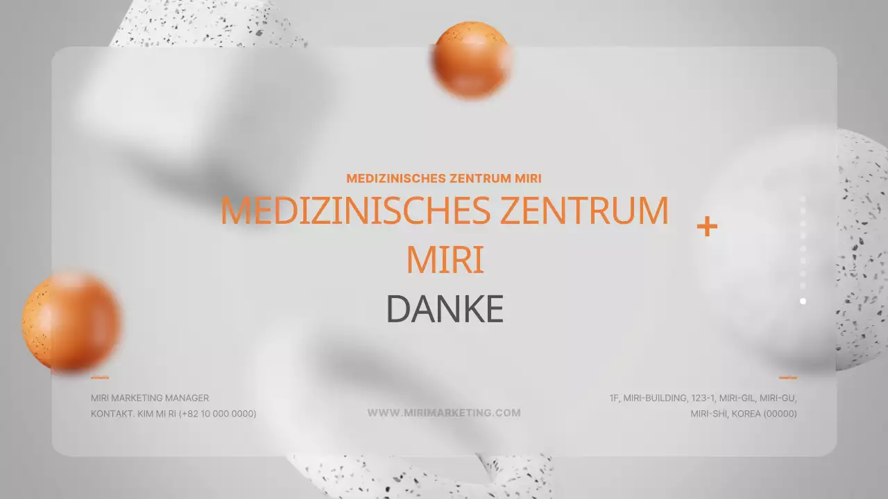 Stereoskopisches 3D-Glasmorphismus-Marketing für ein medizinisches Zentrum in Grau und Orange