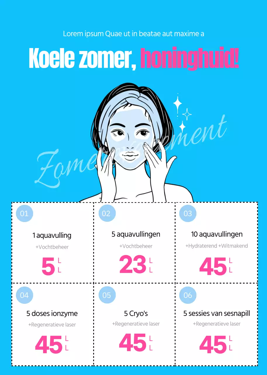 Blauw en roze huidverzorging illustreren zomers dermatologisch event