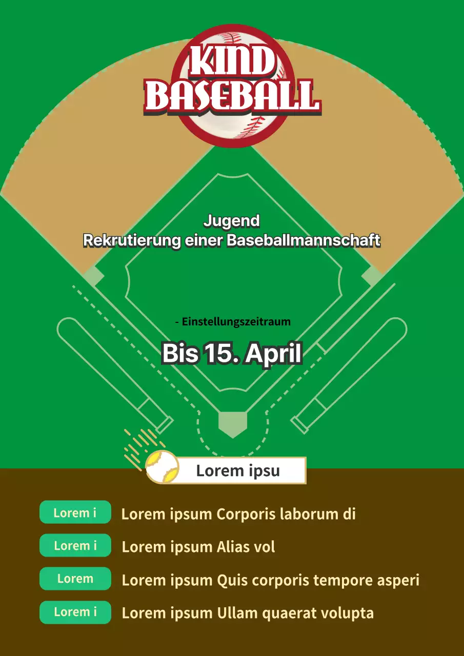Baseball-Rekrutierung in Grün