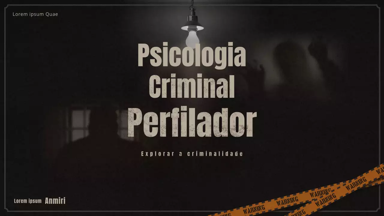 Apresentação sobre a caraterização psicológica criminal em preto e bege